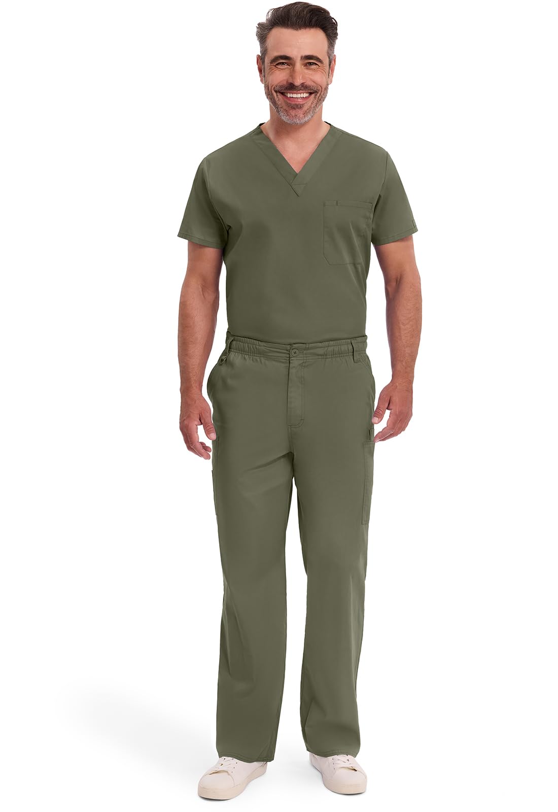 Dickies EDS Signature Cargo Pants for Men, Zip Fly Front Scrub Pant in Soft Brushed Poplin Plus Size - 81006, 5XL, Olive