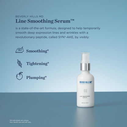 Beverly Hills MD Line Smoothing Serum- Reduce Deep Wrinkles & Smooth Skin- Anti-Aging Serum for Firming and Hydrating Face- Correct Fine Lines w/Antioxidants, Peptides, Ginkgo Bilboa Extract, & Aloe