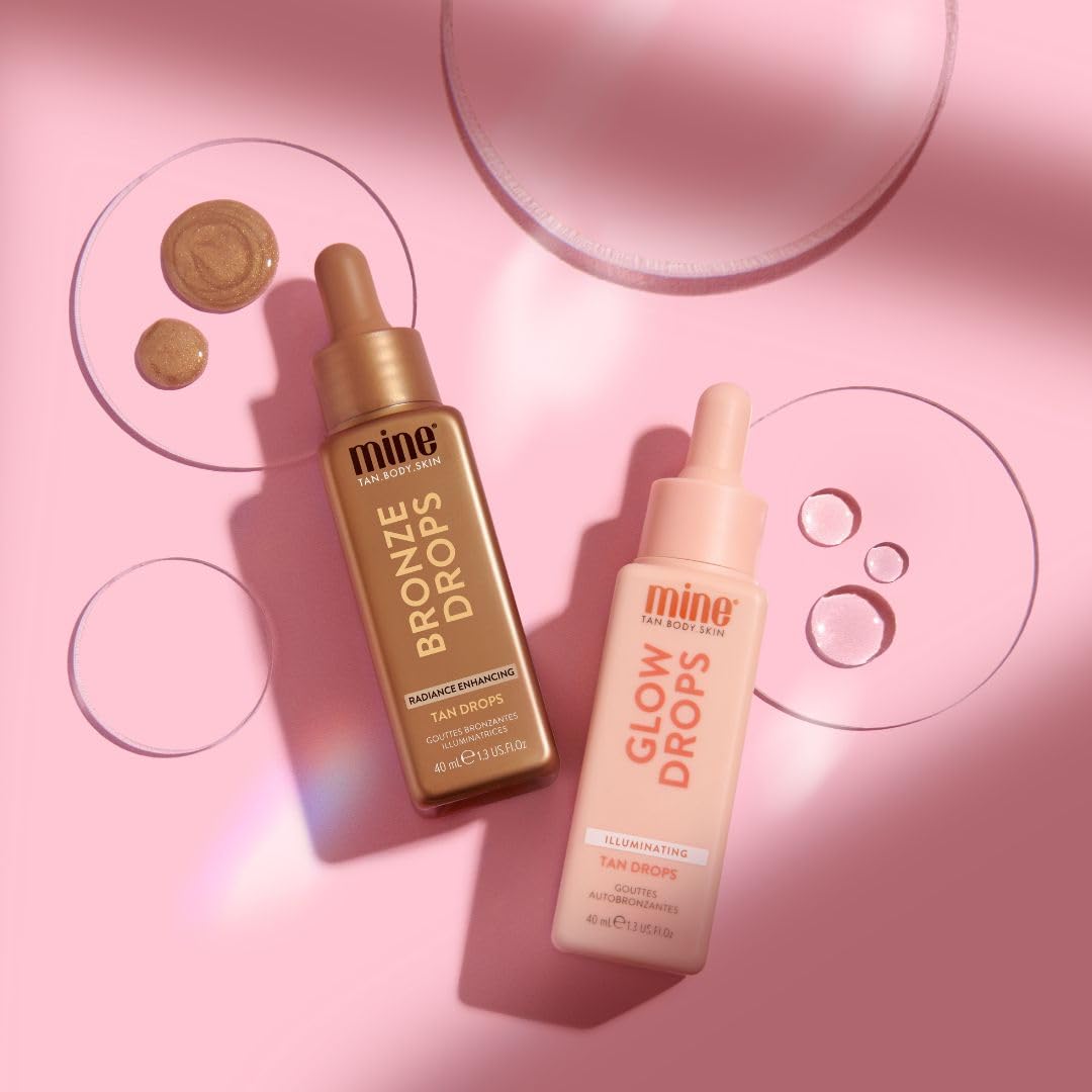 Minetan Bronzing Tan Drops | Radiance Enhancing Bronze Facial Self Tanning Serum - Daily Tanner Boosting Drops, Face & Body, Infused wtih Vitamin C, Hydrating, Radiant Skin Finish, 1.3 Fl Oz