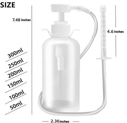 Vaginal Douche Enema Cleaner 300ml Reusable Manual Pressure Anal Vaginal Cleaning System Portable Kit White
