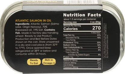 Baltic Gold Atlantic Salmon Fillets In Oil - 4.23 oz (120g) (Salmon in Oil, 3 Pack) (3 Pack)
