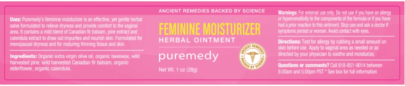 Puremedy - Feminine Herbal Salve - All-Natural Moisturizing Comfort Balm with Calendula & Elder Flower for Feminine Wellness, 1oz