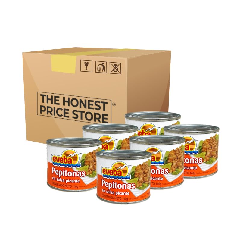 Eveba Pepitonas En Salsa Picante - Authentic Venezuelan Clams in Spicy Sauce - Gourmet Canned Seafood - Ready-to-Eat Pepitones - Traditional Hispanic Cuisine - Imported South American Delicacy - 6-Pack Bulk Value - The Honest Price Store - Tinned...