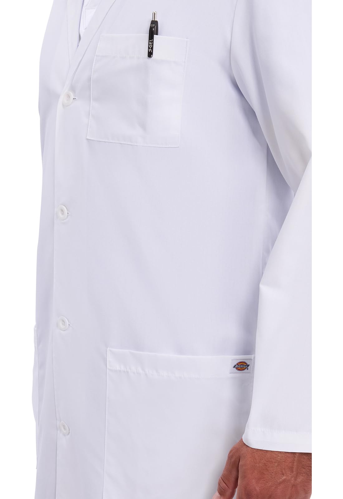 Dickies Lab Coat for Men and Women 40" Button Front Closure Unisex Lab Coat with 3 Pockets - 83403