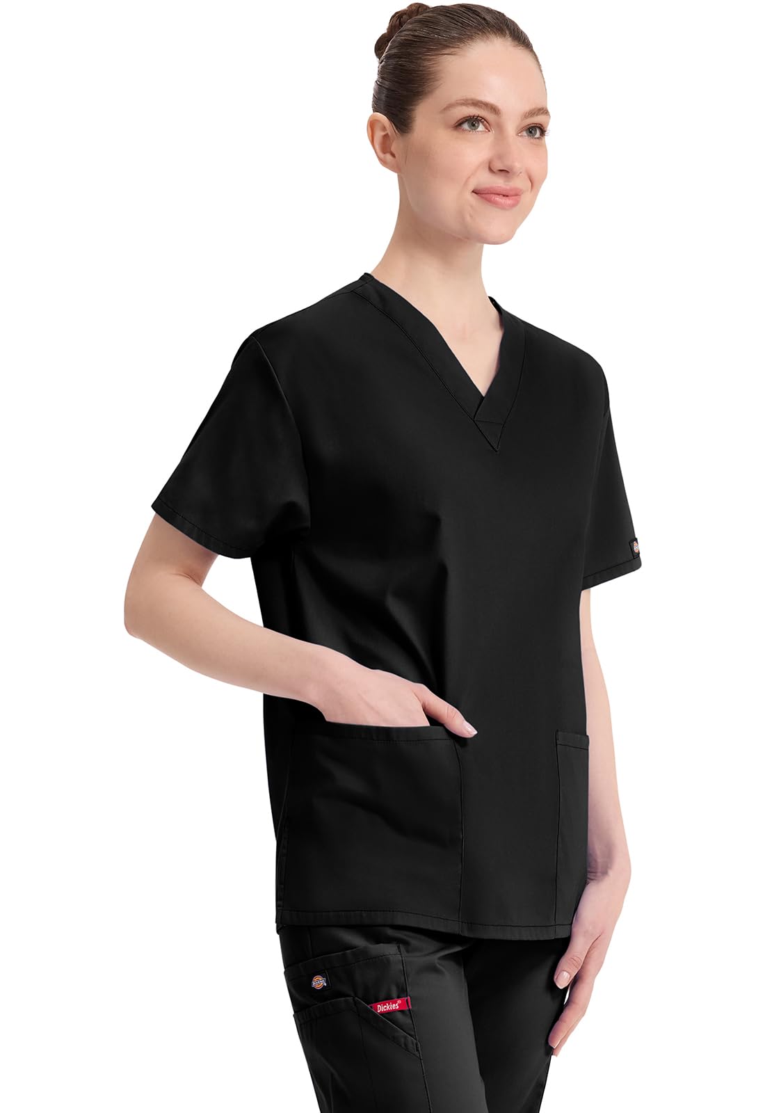 Dickies EDS Signature Scrubs for Women, V-Neck Womens Tops in Soft Brushed Poplin 86706