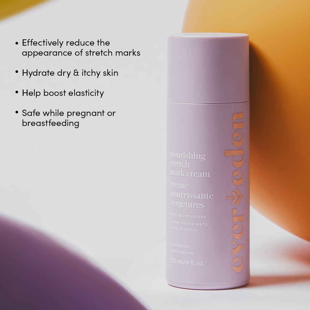 Evereden Nourishing Stretch Mark Cream (4 fl.oz): Clean & Vegan Cream for Pregnancy and Postpartum | Pregnancy Stretch Mark Prevention | Rich in Vitamins & Minerals | Valentine Gifts for Women