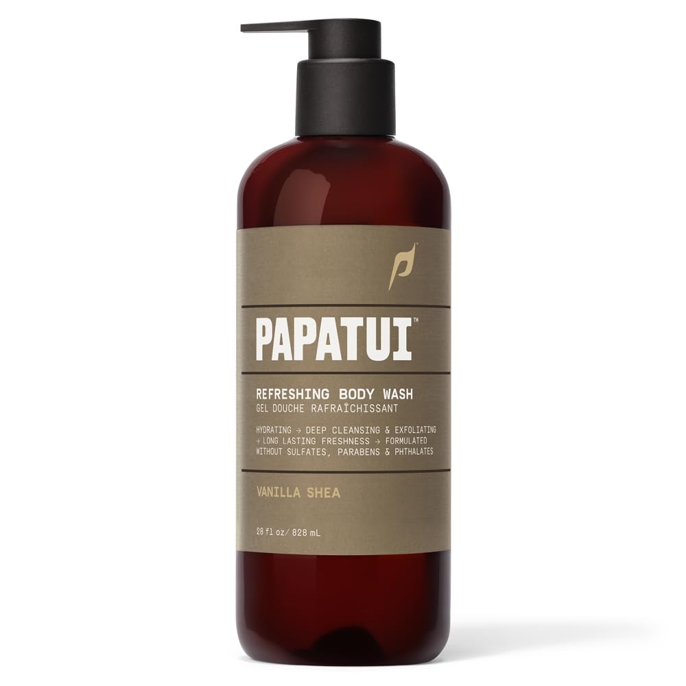 PAPATUI by Dwayne Johnson Refreshing Body Wash for Men | Exfoliating, Hydrating & Made with Coconut Oil | Vanilla Shea | 28 oz (Pack of 3)