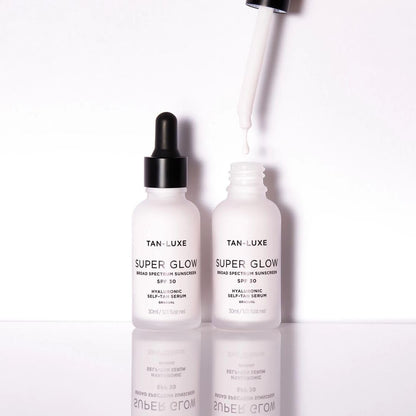 TAN-LUXE SUPER GLOW Self Tan Serum Gift Set, (10 ml) Daily Gradual Fake Tanning Skincare, Cruelty Free & Vegan