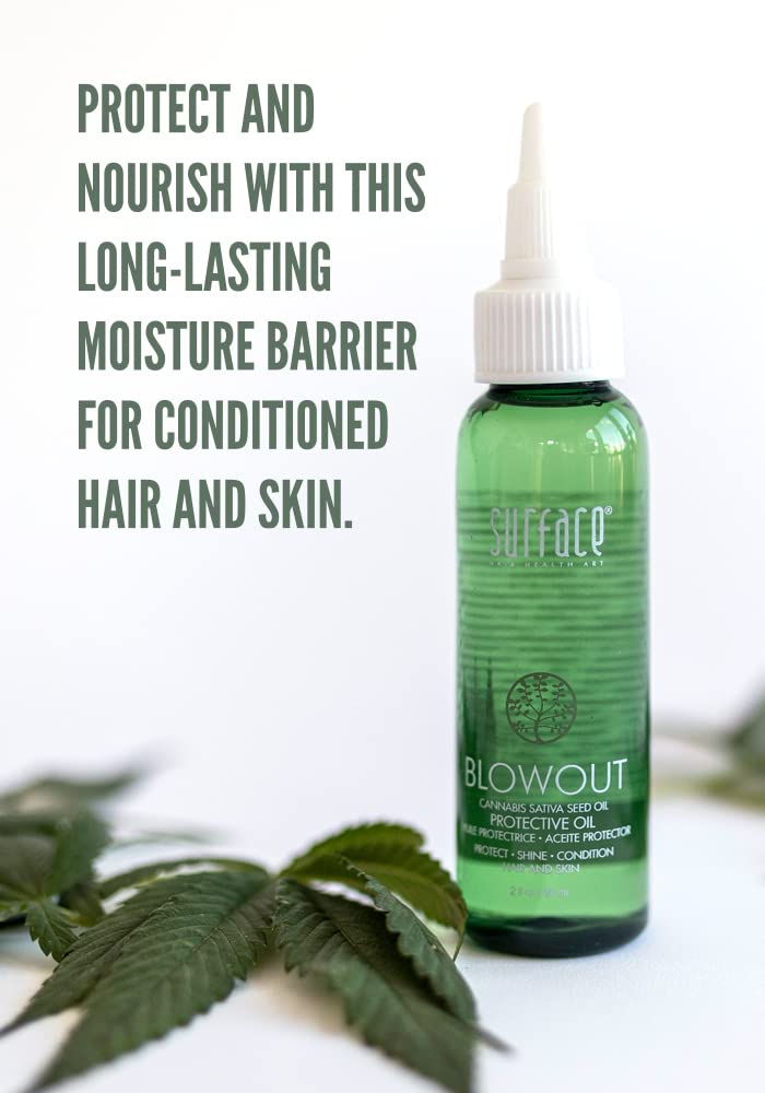 Surface Hair Best Blowouts Regimen: Blowout Protective Oil + 2-Piece Set Including the Blowout Smoothing Balm, Heat Resistant Hair Style Protector with Babassu Oil