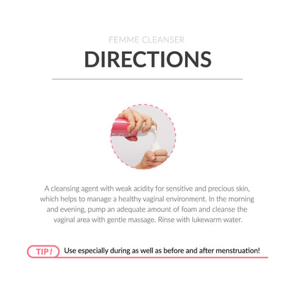 dr.eslee Femme Cleanser for Precious Body 150ml - Low pH Dermatological Feminine Foam Wash | Gentle & Soothing for Sensitive Areas | Soft Mousse Bubble| SLS/SLES Free | Hygiene Essential