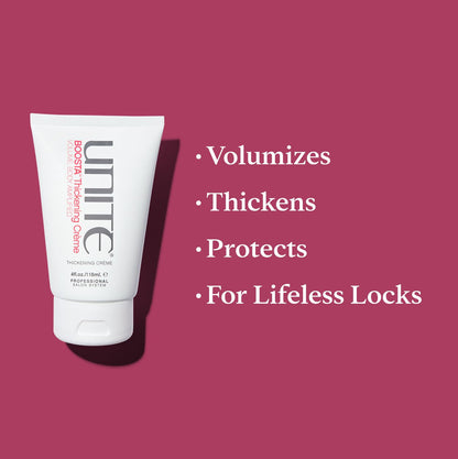 UNITE Hair – BOOSTA Thickening Crème – Lightweight Styling Cream to Instantly Add Thickness & Touchable Volume – For Fine or Limp Hair – UV & Thermal Protection – 4 Fl Oz