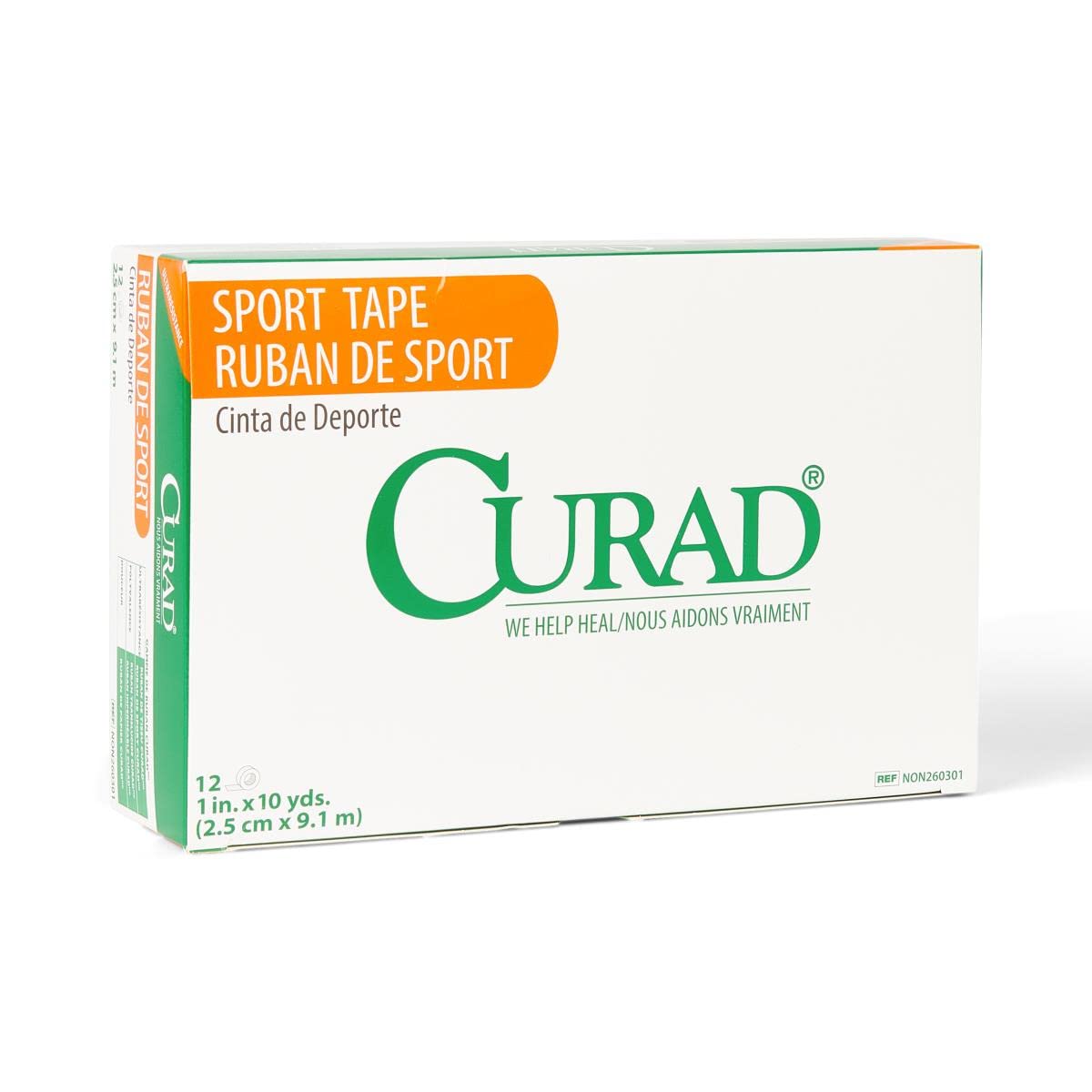 CURAD Ortho-Porous Sports Adhesive Tape, Latex Free, 1" x 10 Yards Size, Pack of 144