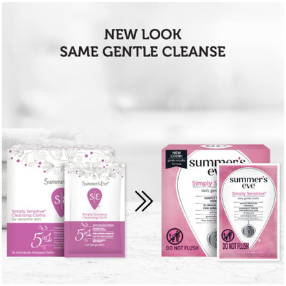Summer's Eve Feminine Cleansing Cloths | Sensitive Skin | 16 Each | Pack of 2