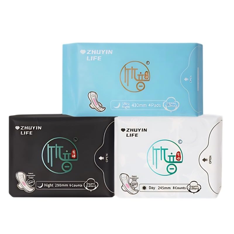 Radiant Feminine Pads for Women,Pads with Wings, Extra Heavy Absorbency, Unscented Regular x1 Overnight x1 Extra Overnight x1