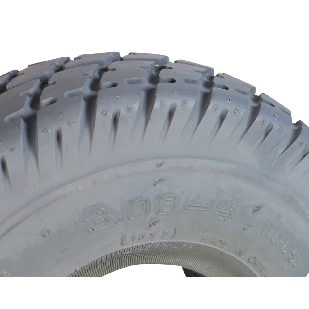 AlveyTech 3.00-4 (10"x3", 260X85) Foam-Filled Mobility Tire with Durotrap C9210 Tread (2-5/8" Bead Width) - Replacement Scooter Flat-Free Tires for Electric Scooters, Non-Marking Gray (TIRSOLI1020)