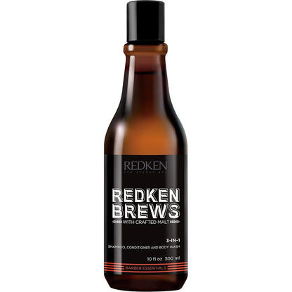 Redken Brews 3-In-1 Men's Shampoo, Conditioner and Body Wash - Multi-Purpose Hair & Body Cleanser For Men - Moisturizes & Hydrates, All-In-One Soap