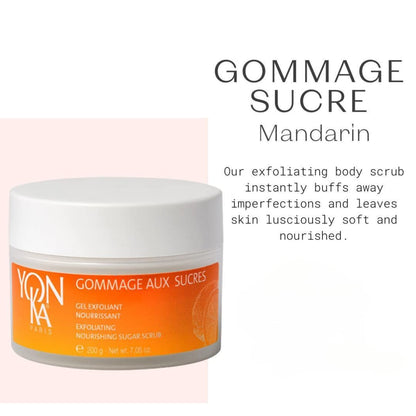 Yon-Ka Mandarin Sugar Scrub | Exfoliating Body Scrub with Brown Sugar and Sunflower Oil | Gentle Natural Ingredients Hydrate and Moisturize Dry Skin | Sweet Orange and Citrus Scent | 7.05 oz