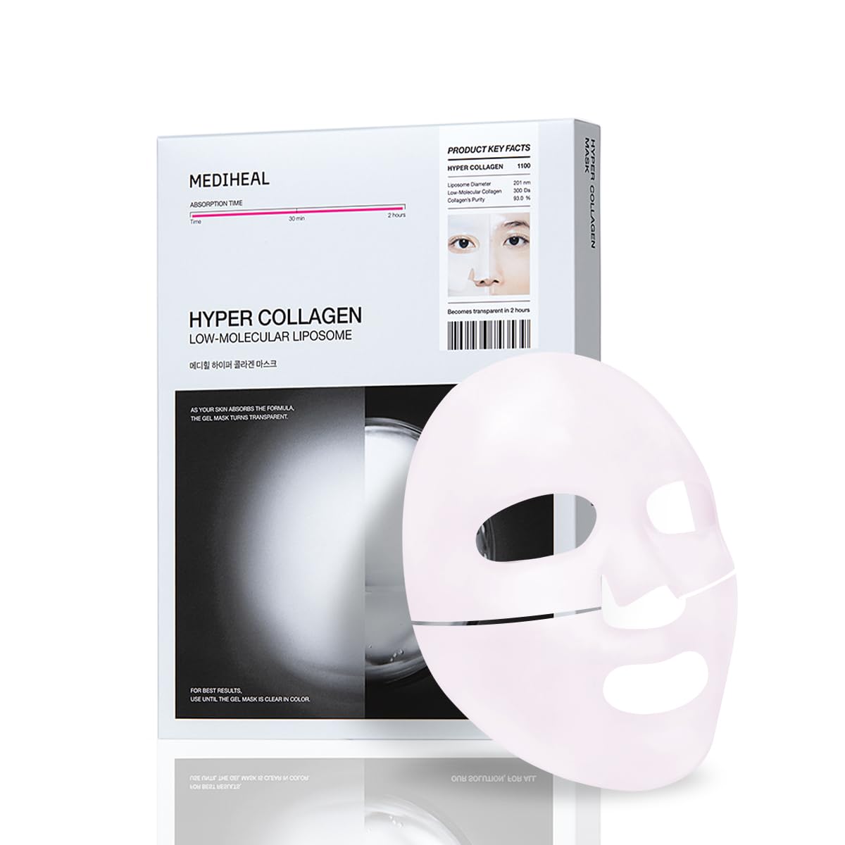 Mediheal Hyper Collagen - Collagen Real Deep Mask, Overnight Firming & Hydrating Gel Mask, Pore Appearance Refining, Plumping & Elasticity Care, Korean Skincare (4ea)