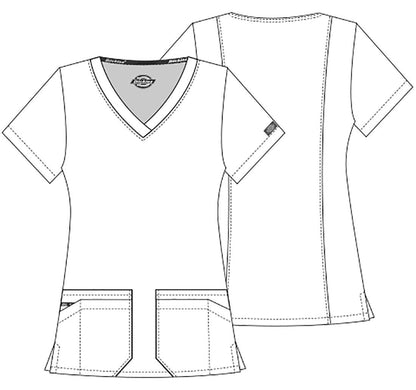 Dickies Scrubs Top for Women, V-Neck Womens Scrub Tops, Contemporary Fit with 4 Pockets - 85906