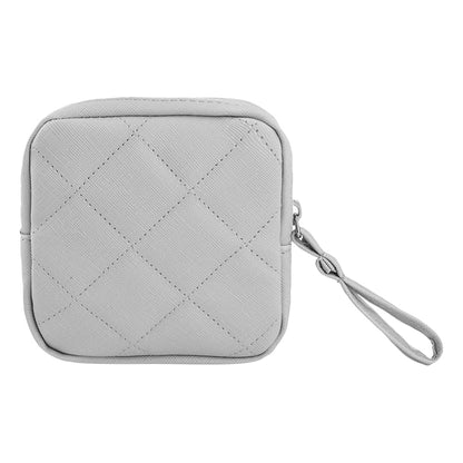 GSHLLO PU Leather Sanitary Napkin Storage Pouch Small Menstrual Period Bag Feminine Product Bag Womens Tampon Bag Cosmetic Pouch for Girls Ladies Gray