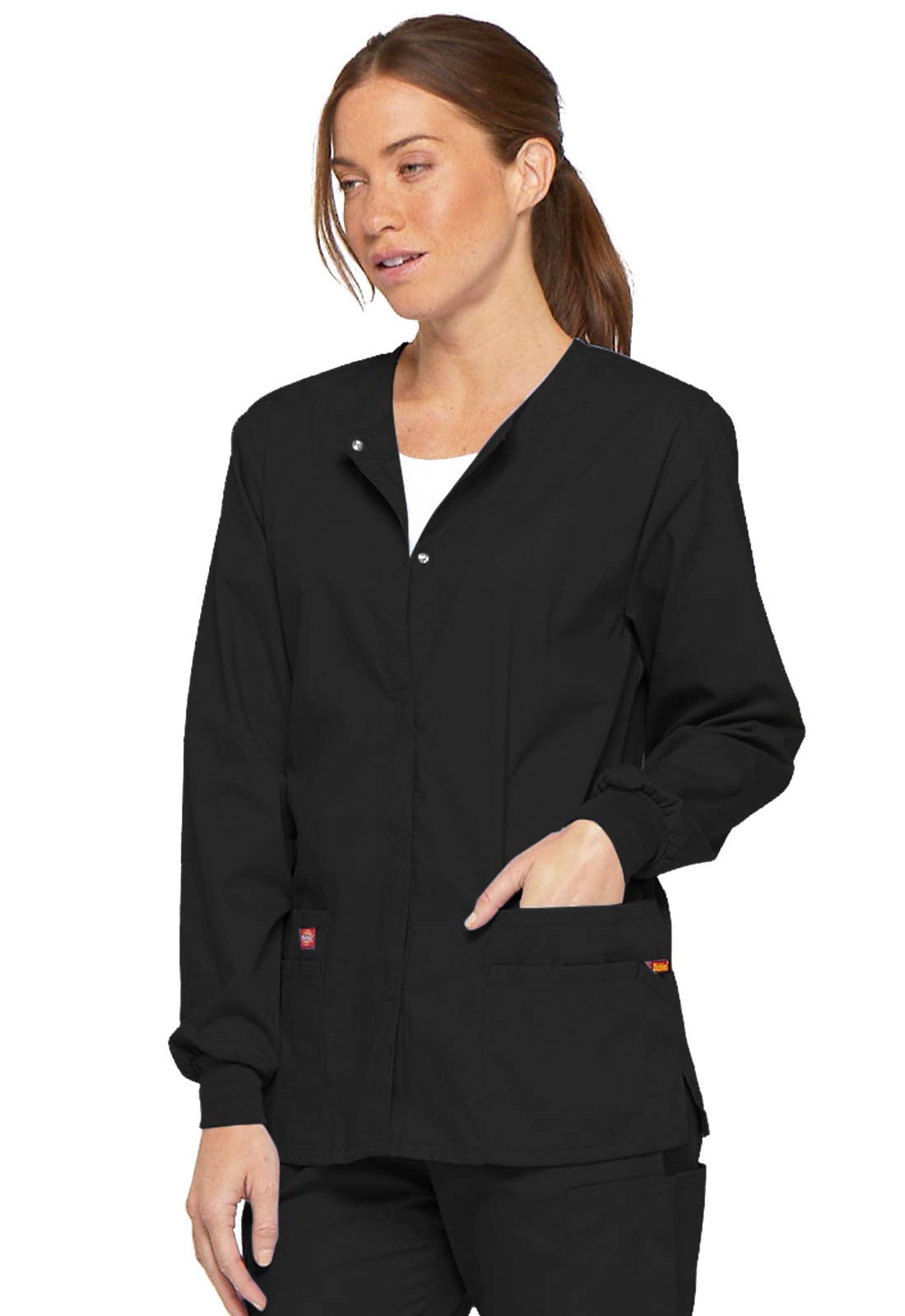 Dickies EDS Signature Scrubs for Women, Snap Front Scrub Jacket in Soft Brushed Poplin 86306