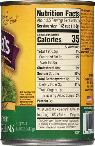 Sylvia's Specially-Seasoned Collard Greens, 14.5 Ounce Cans (Pack of 12)