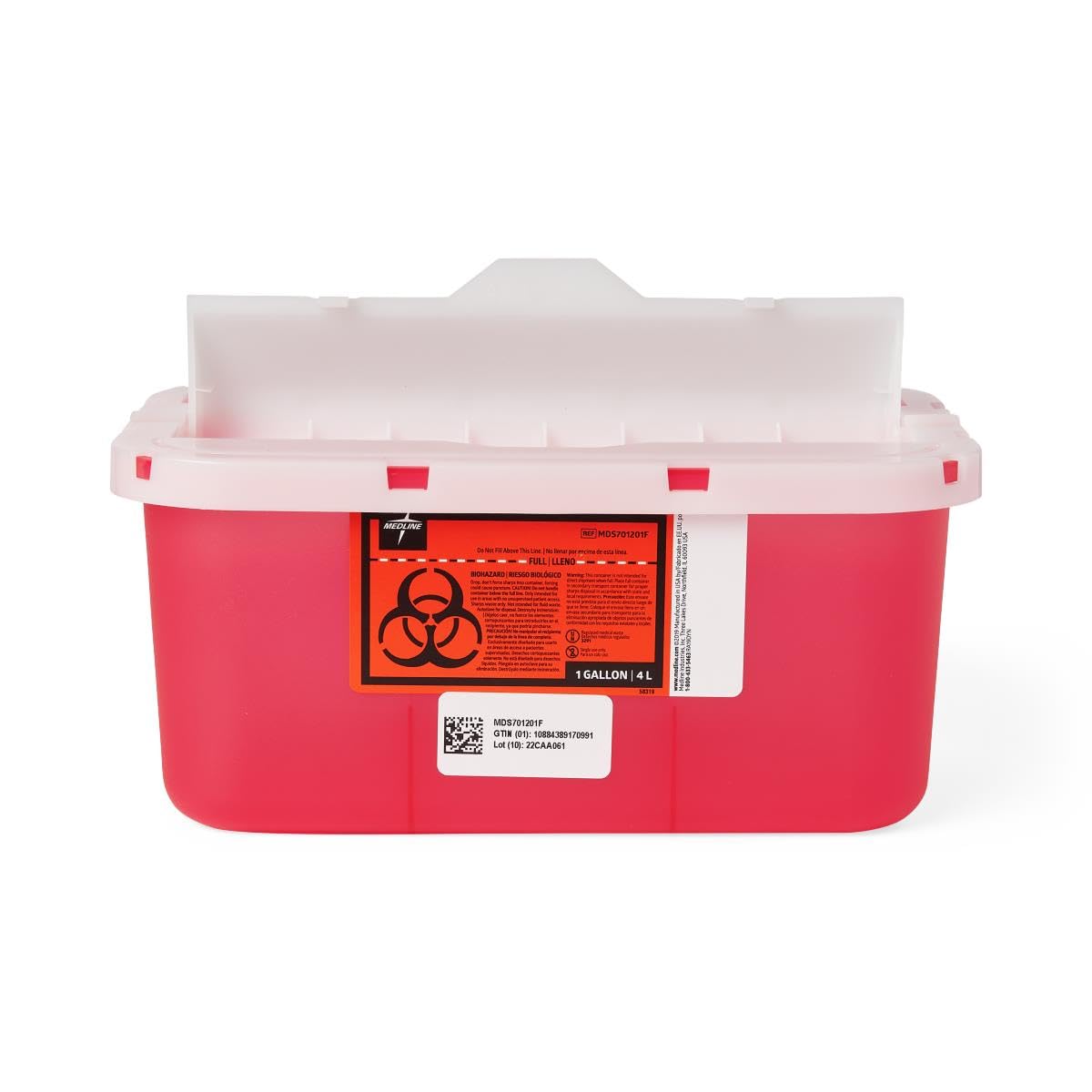 Patient Room Sharps Container with Counter-Balance Lid, Translucent Red, 1 gal.,1,Each,MDS701201FH