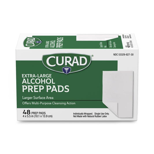 CURAD XL Size 2-Ply Sterile Alcohol Prep Pad, 4" x 5.5", 48/Box, Case of 24