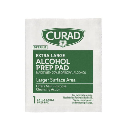 CURAD XL Size 2-Ply Sterile Alcohol Prep Pad, 4" x 5.5", 48/Box, Case of 24