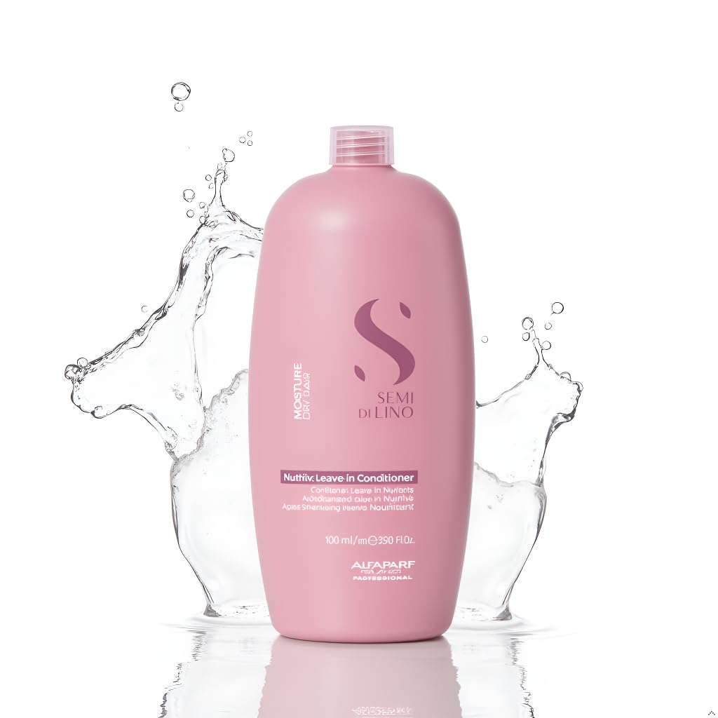 Alfaparf Milano Semi Di Lino Moisture Nutritive Leave-in Sulfate Free Conditioner for Dry Hair - Professional Salon Quality - SLS, Paraben and Paraffin Free - Safe on Color Treated Hair