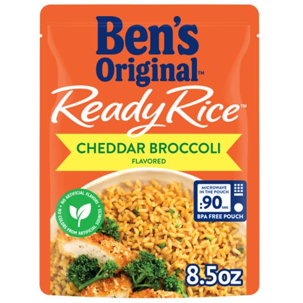 Ben's Original Flavored Ready Rice, Cheddar Broccoli, Microwave Rice for an Easy Lunch, Suitable for Vegetarians - 8.5 oz Pouch (Pack of 12)