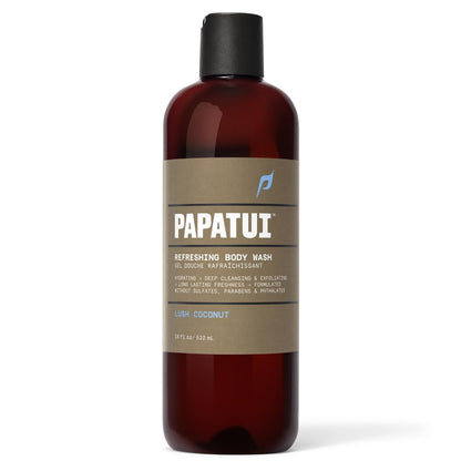 PAPATUI by Dwayne Johnson Refreshing Body Wash for Men | Exfoliating, Hydrating & Made with Coconut Oil | Lush Coconut | 18 oz (Pack of 3)