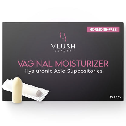 VLUSH Vaginal Suppositories for Dryness – Hyaluronic Acid Vaginal Moisturizer, Menopause Relief, Hormone-Free Vaginal Inserts, 10 Count (1 Month Supply)