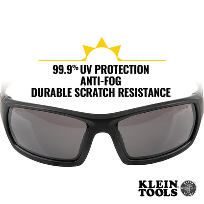 Klein Tools 60164 Safety Glasses, Professional PPE Protective Eyewear with Full Frame, Scratch Resistant and Anti-Fog, Gray Lens