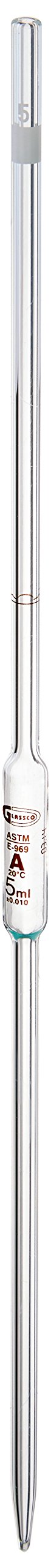 United Scientific 123.450.03 Borosilicate Glass Volumetric Transfer Pipette, Class A, Batch Certified, White, 5ml Capacity (Pack of 5)