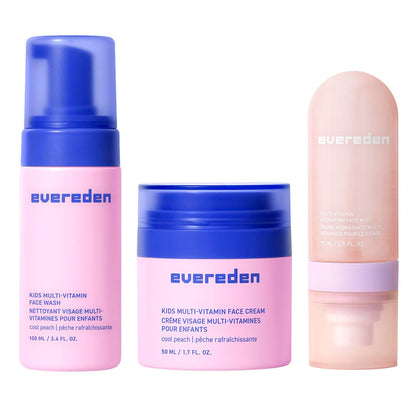 Evereden Kids Multi-Vitamin Hydrating Face Mist, Face Wash, & Kids Face Cream Set: Clean, Vegan, and Multivitamin-Rich Kids Skin Care Set for 6 & up - Moisturize & Refresh