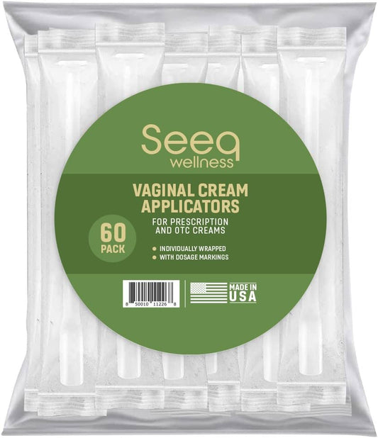 Disposable Vaginal Cream Applicators: Fits Preseed Lubricant, Estrace, Personal Lube and OTC Gel or Cream Products - with Dosage Measurements, Threaded End and Comfort Tip - Made in USA - 60 Pack