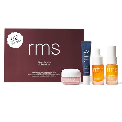 RMS Beauty Skin-to-Skin Discovery Set – 4-Piece Skincare Essentials Kit – Includes 24-Hour Hydration Face Oil, Cream, Mist & Full-Size Lip Mask – Non-Comedogenic & Clean Beauty Gift Set