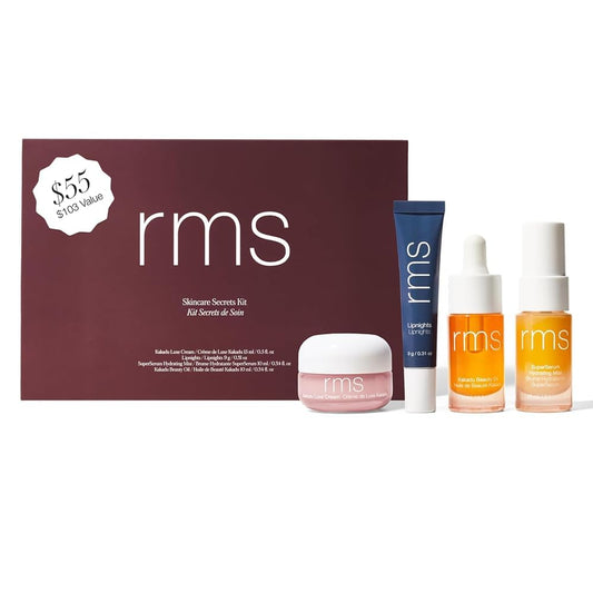 RMS Beauty Skin-to-Skin Discovery Set – 4-Piece Skincare Essentials Kit – Includes 24-Hour Hydration Face Oil, Cream, Mist & Full-Size Lip Mask – Non-Comedogenic & Clean Beauty Gift Set