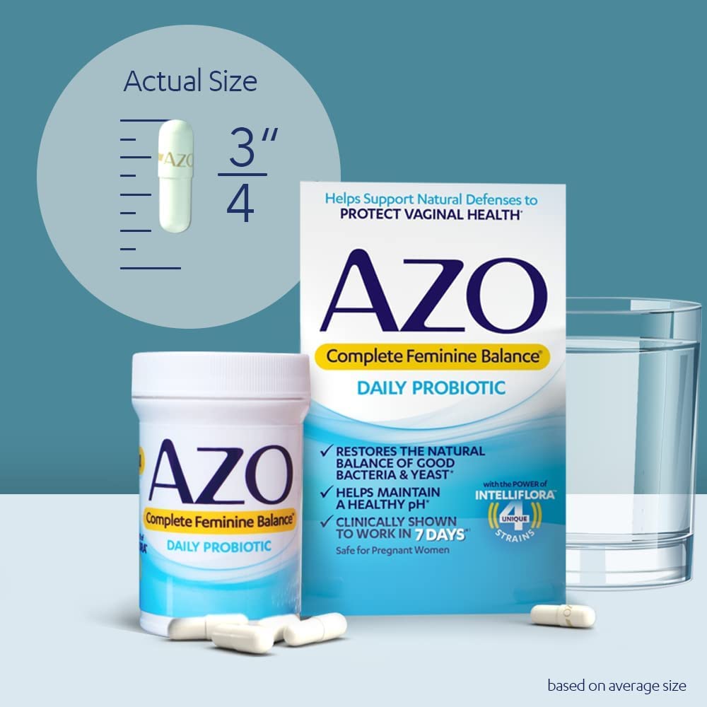 AZO Complete Feminine Balance Probiotics for Vaginal Health with Urinary Tract Defense Antibacterial Protection, 30 Count