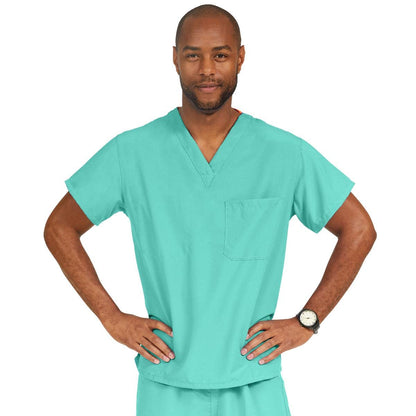 Medline PerforMAX Unisex Reversible V-Neck Scrub Top, 2 Pockets, Jade, Size 3XL