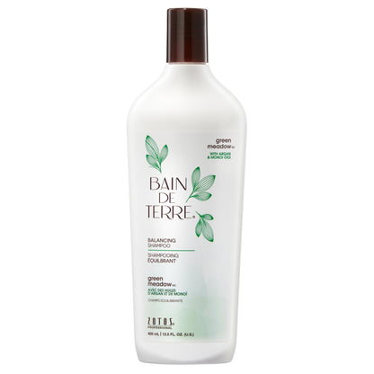 Bain de Terre Green Meadow Balancing Shampoo, Gentle Cleansing for Soft, Silky Hair with Argan & Monoi Oils, Paraben-Free, Color-Safe