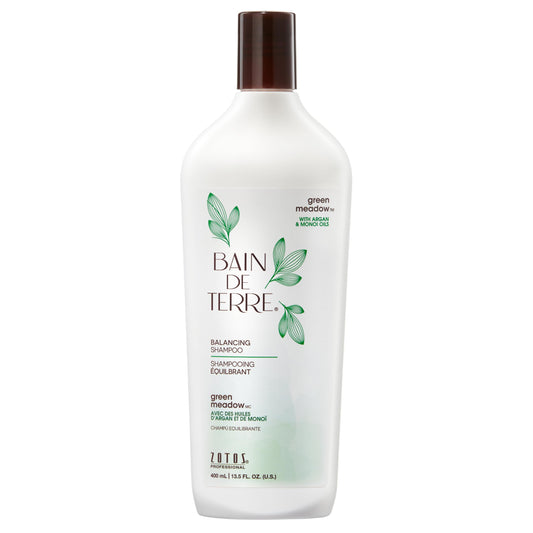 Bain de Terre Green Meadow Balancing Shampoo, Gentle Cleansing for Soft, Silky Hair with Argan & Monoi Oils, Paraben-Free, Color-Safe