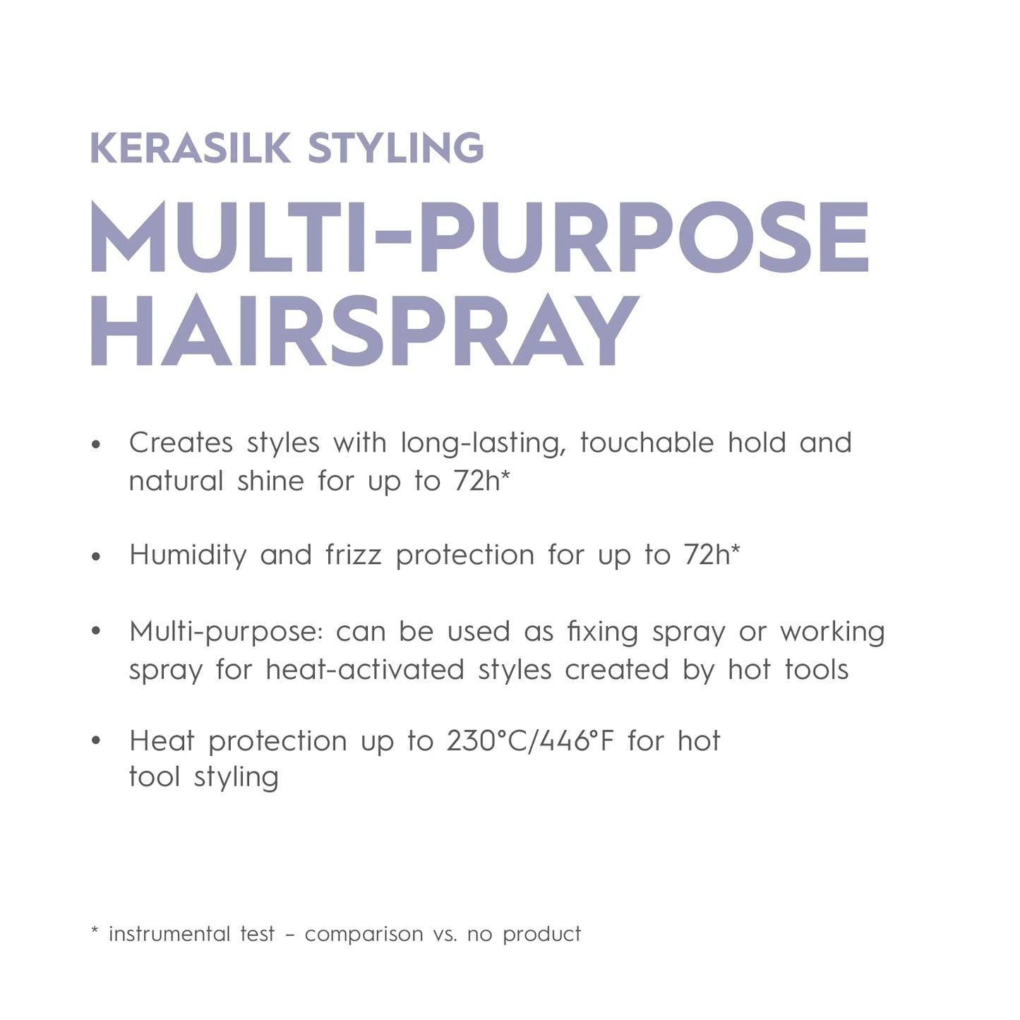 KERASILK Multi-Purpose Hairspray | Creates Long-Lasting Touchable Hold | Finishes & Locks in Hairstyles | Quick Drying | With Heat Protection & Humidity Protection
