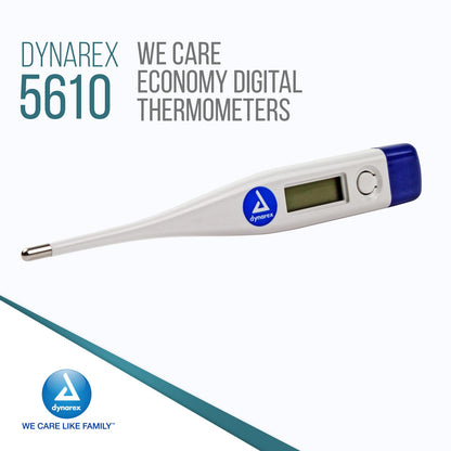 Dynarex Digital Thermometer - for Fast, Accurate Temperature Measurements - Celsius or Fahrenheit, with Auto Shut Off - Standard Tips, 12 Per Case