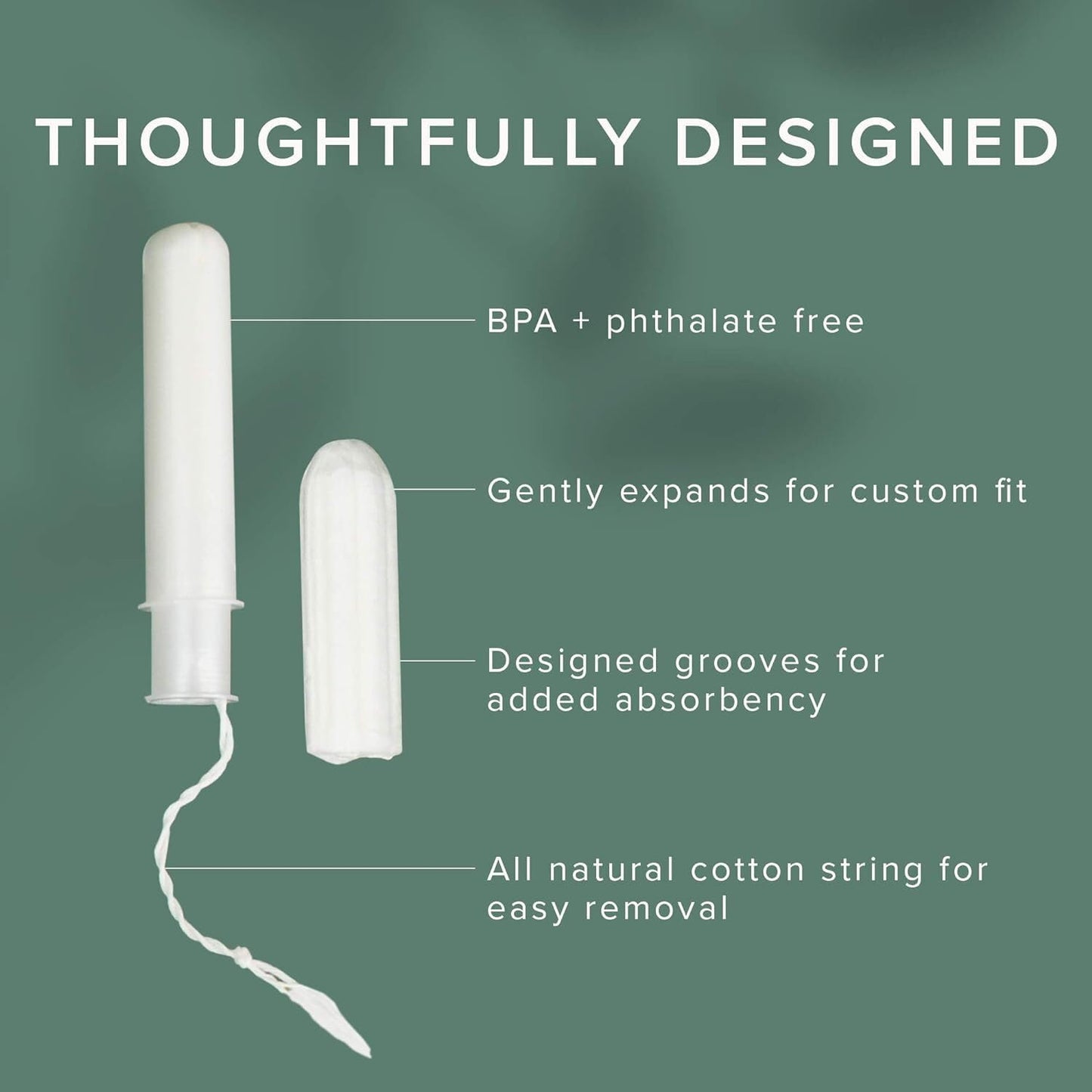 Veeda 100% Natural Cotton Tampons - Super Absorbency with Leak Proof Protection - Compact BPA-Free Applicator - Unscented & Free from Chlorine, Toxin - 96 Count
