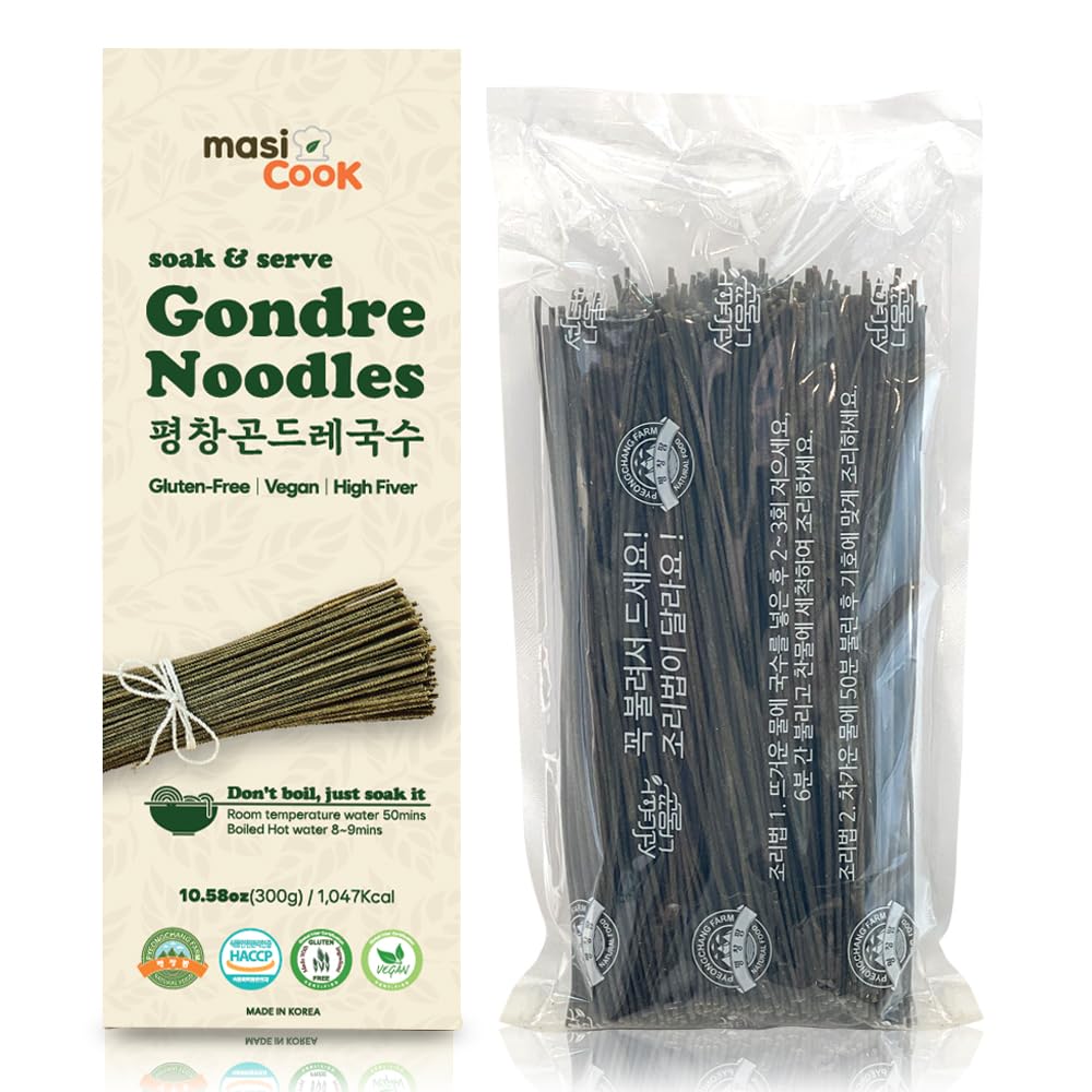 masi Cook Pyeongchang Gondre Noodles Non fried Guksu, Noodle Korean Food 곤드레국수 300g (10.58oz), 1,047Kcal