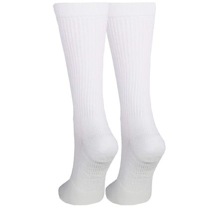 NuVein 15-20 mmHg Medical Compression Socks, Mid Calf Crew Length, Padded Cushion Foot, White, Medium
