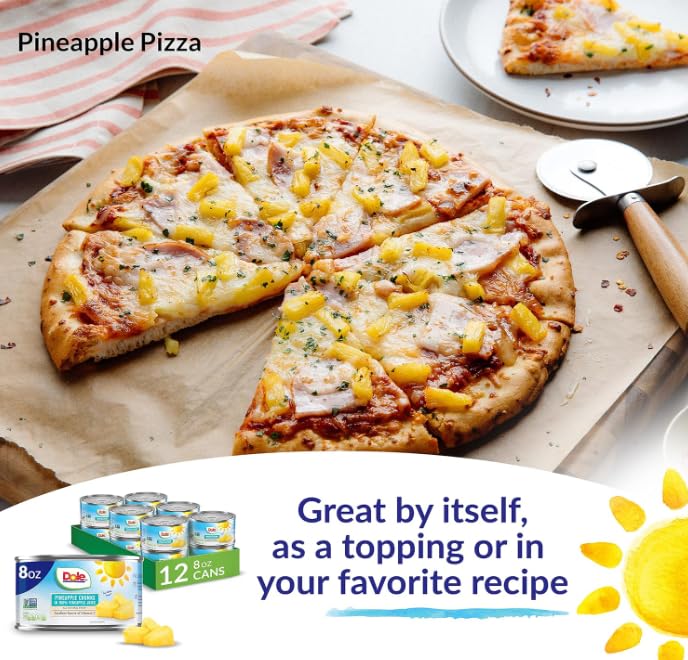 Dole Pineapple Chunks in 100% Pineapple Juice with No Sugar Added - Dole Canned Fruit - 8 oz Cans - 12 Pack