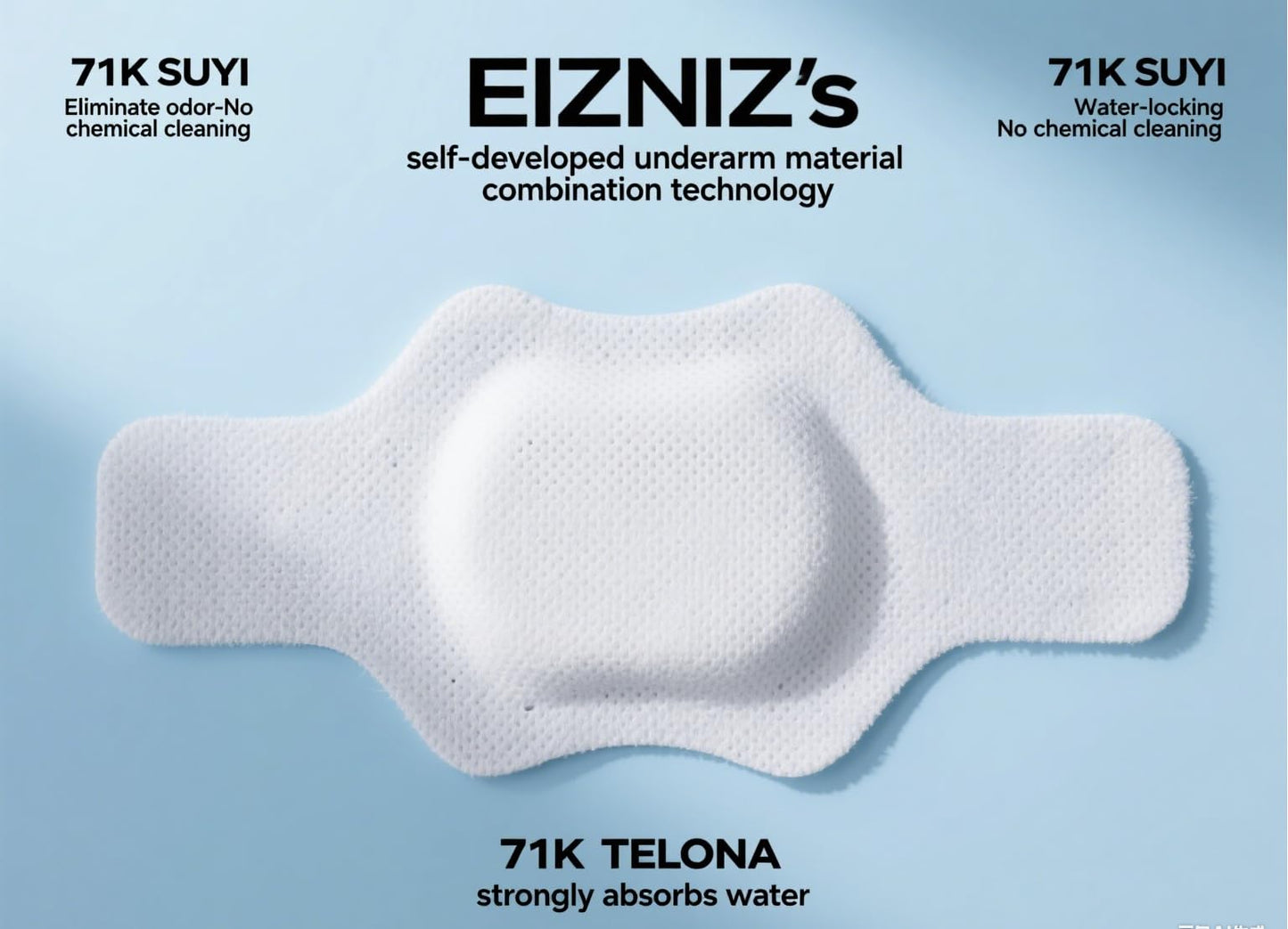 Women's Underarm Sweat Pad, White Invisible Mesh Fabric, High Elasticity, Chemical-Free Deodorizing Protection, Moisture-Wicking Comfort Design (OFFWHITE, L)